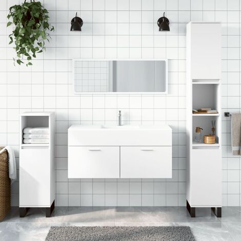 Kleankin Armadietto Pensile Bagno con Specchio, Bianco, 90x50x12cm