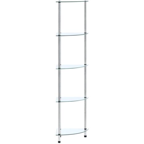 Libreria A 5 Ripiani In Vetro E Acciaio Dorato - Scaffale Moderno Per Soggiorno - Foto 4