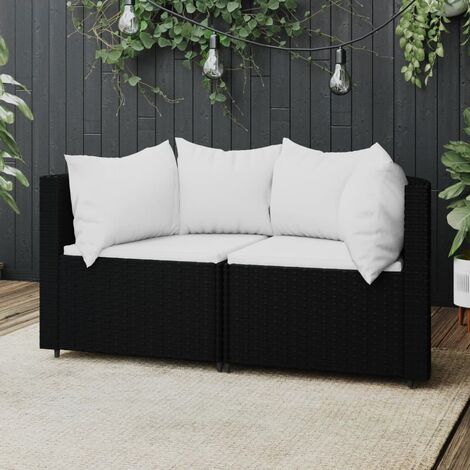 Set 2 Divani da Giardino Divani Angolari,Sofa con Cusciniin Polyrattan Nero -BVH43956 (1/5)