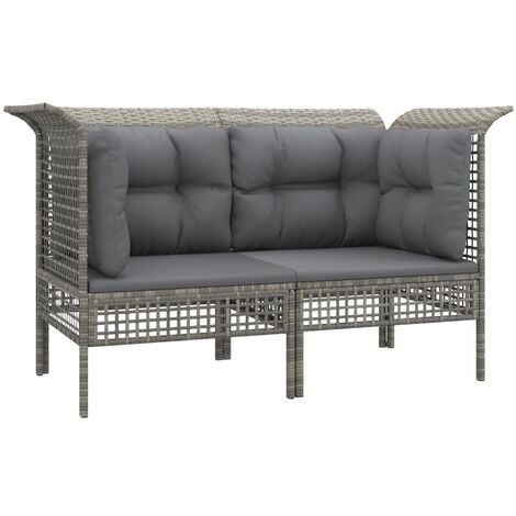 Set 2 Divani da Giardino Divani Angolari,Sofa con CusciniPolyrattan Grigio -BVH56344