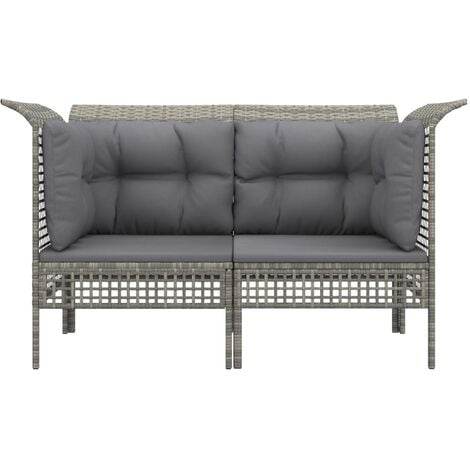 Set 2 Divani da Giardino Divani Angolari,Sofa con CusciniPolyrattan Grigio -BVH56344