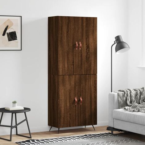Credenza In Rovere Marrone 69,5x34x89 Cm - Legno Multistrato, 2 Ante E 2 Cassetti, Per Soggiorno O Ingresso