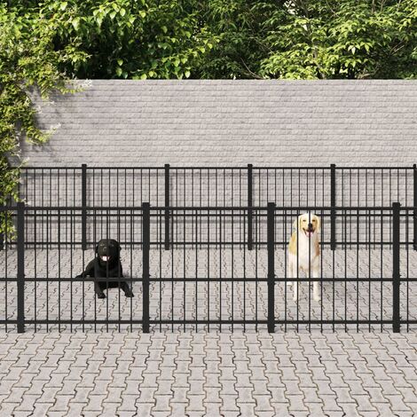 Gabbia per Cani da Esterno，Recinto per Animali，Casetta per Cani in Acciaio  18,82 m²