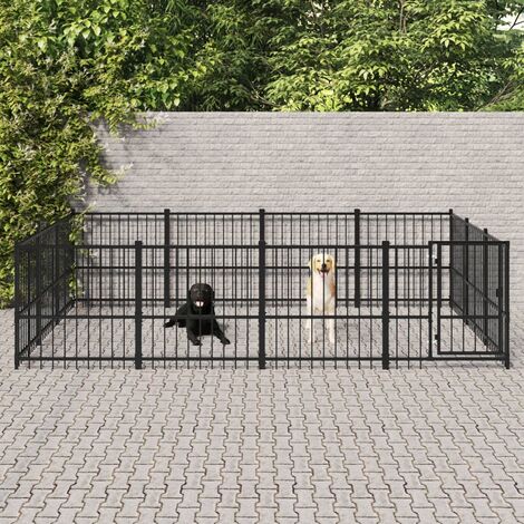 Gabbia Per Cani JUNZAI Da Esterno Con Tetto - Recinzione Sicura 4x2x1.5m, Ideale Per Gioco E Riposo - Foto 7