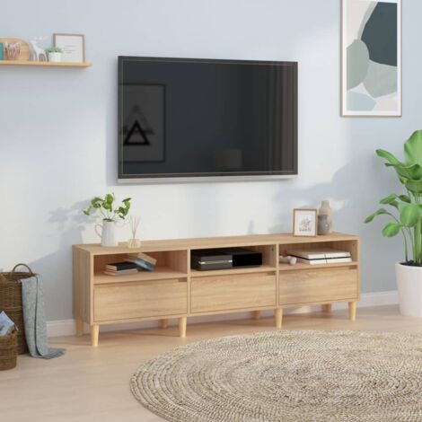 HomCom Mobile porta TV in Legno con Ruote, Supporto TV Mobile