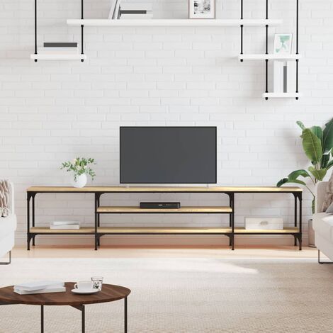 Mobile TV,Mobile porta TV Salotto,Supporto per TV da soggiorno Rovere Sonoma 201x35x45 cm legno Multistrato e Ferro NVIW37211 Bonnevie