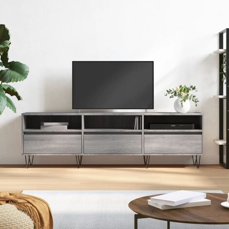 Porta tv sospeso con 2 ribalte, finitura Metal grey