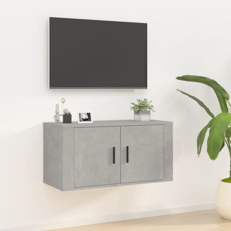 Mobile Porta TV a Parete，Mobili TV a Muro，Supporto per TV da Soggiorno  Grigio cemento 80x34,5x40 cm NVIW97496 BonneVie