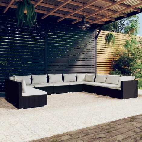 Set Salotto Giardino VidaXL 6 Pezzi - Polyrattan Nero Grigio - Foto 2