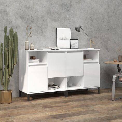 Credenza Bianca Tidyard 120x30,5x70 Cm - Armadietto Cucina Salvaspazio, Moderno E Multiuso In Legno - Foto 5