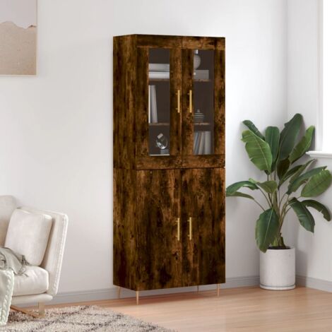 Senfot Armadio A Buffet BC-CL Stile Industriale – Rovere Grigio E Struttura Metallica, 2 Ante Scorrevoli, 2 Cassetti E Ripiani, 91x48x20 Cm, Per Sala E Cucina