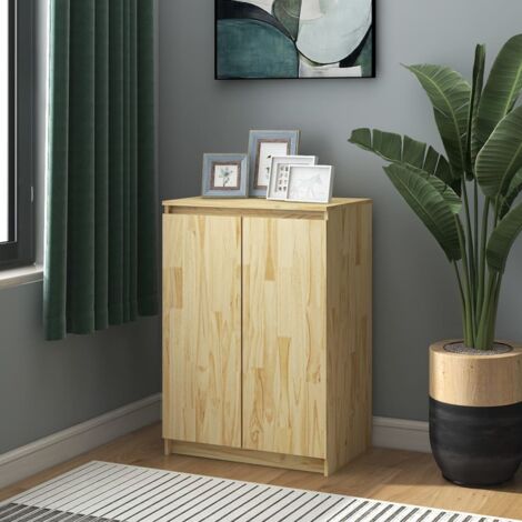 Credenza In Legno Massello Di Pino 164x37x68cm: Buffet Multiuso Con 8 Scomparti Per Cucina E Soggiorno