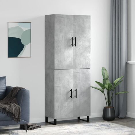 Madia Multifunzionale Grigio Cemento 30x30x70cm - Armadietto Per Soggiorno, Cucina E Bagno In Legno Multistrato