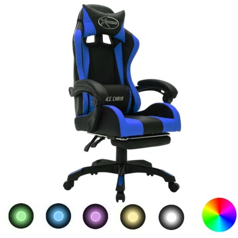 Amstrad AMS-LED-Darkside Fauteuil/Chaise de Bureau Gamer Noir avec éclairage LED 366 Effets - Télécommande