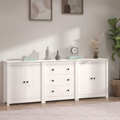 Armadietto Buffet Oslo Woodroom - Legno Di Pino Bianco E Grigio, 110x75x45 Cm