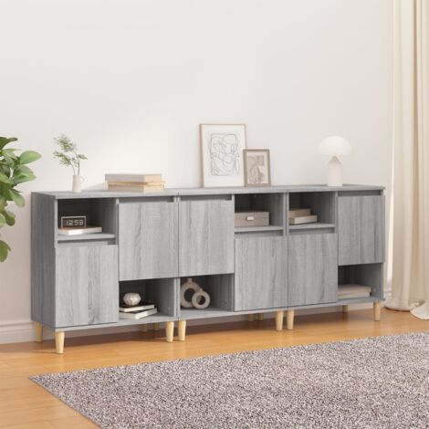 Credenza bassa,Armadietto Buffet Vintage Grigio Cemento 70x31x115 cm in Legno Multistrato -DT12310