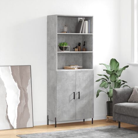Bonnevie - Credenza Moderna,Madia da cucina,Mobile Buffet,Armadio da cucina Grigio Cemento 69,5x34x180 cm in legno Multistrato VMOE37541