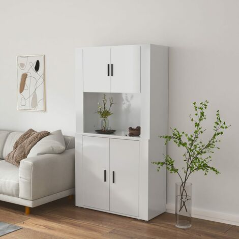 Credenza Cucina Hzuaneri Con Prese USB E Luci LED - Mobile Multiuso Bianco 40x100x180cm - Foto 7