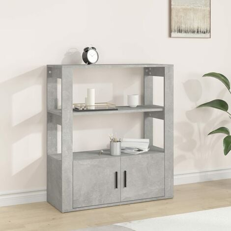 Credenza Moderna，Madia da cucina，Mobile Buffet，Armadio da Cucina Grigio  Cemento 80x30x90 cm in Legno