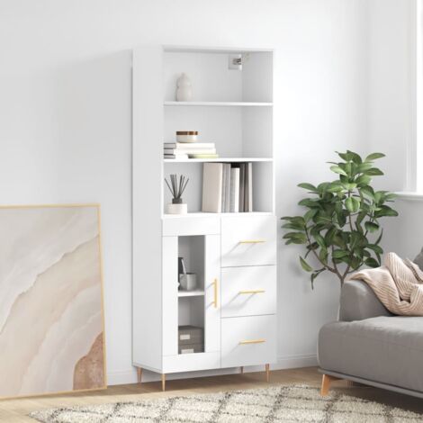 Tidyard Credenza Rovere Fumo,Libreria Scaffale,Libreria a 3 Ripiani,Armadio con 3 Ripiani,Mobile Credenza Cucina,Credenze e Buffet,Armadio da Cucina,69, 5x32,5x90 cm in Legno Multistrato