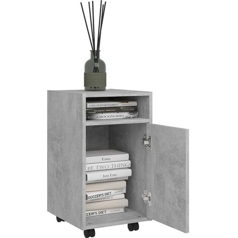 Credenza Moderna，Madia da cucina，Mobile Buffet，Armadio da Cucina con Ruote  Grigio Cemento 33x38x60 cm