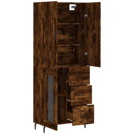Credenza Moderna，Madia da cucina，Mobile Buffet，Armadio da Cucina Rovere  Fumo 69,5x34x180 cm in