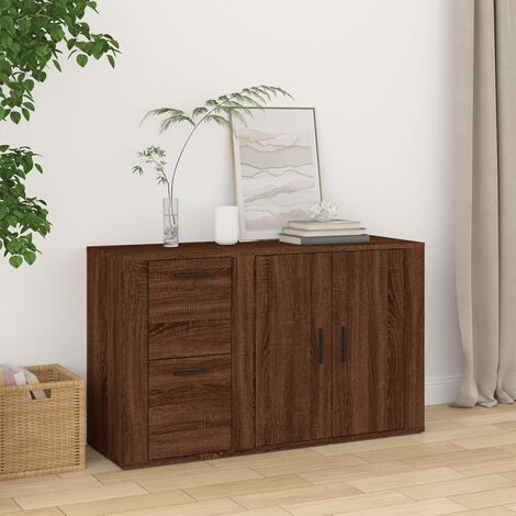 Credenza da 140 cm con 3 ante scorrevoli in rattan e 3 cassetti - ripiani  interni regolabili - Naturale