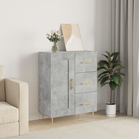 Credenza Moderna，Madia da cucina，Mobile Buffet，Armadio da Cucina Grigio  Cemento 69,5x34x90 cm in