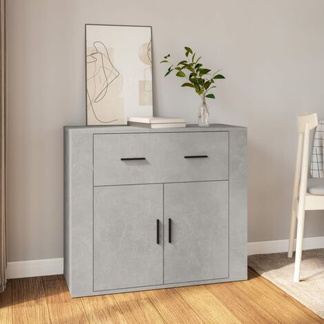 Credenza Moderna，Madia da cucina，Mobile Buffet，Armadio da Cucina Grigio  Cemento 80x33x70 cm in Legno