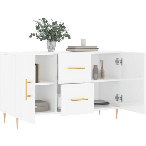 Credenza Moderna，Madia da cucina，Mobile Buffet，Armadio da Cucina Moderna  Bianco Lucido 100x36x60 cm in