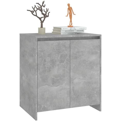 Credenza Moderna，Madia da cucina，Mobile Buffet，Armadio da Cucina Grigio Cemento 70x41x75 cm in Legno Multistrato VMOE34477 BonneVie