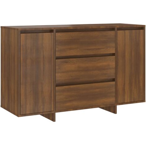 Credenza Moderna，Madia da cucina，Mobile Buffet，Armadio da Cucina con 3  Cassetti Rovere Marrone 120x41x75