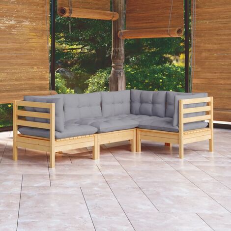 Set Divani Da Giardino 4 Pz | Salotto Da Giardino | Set Mobili Giardino Con Cuscini In Polyrattan Grigio Cfw89982 91139355