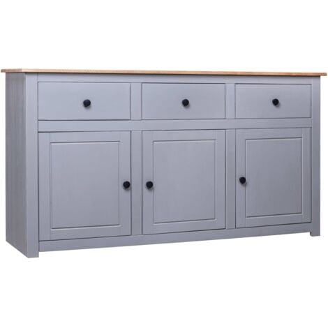 Credenza, Madia per salotto Grigia 135x40x80 cm in Legno Massello di Pino Panama vidaXL