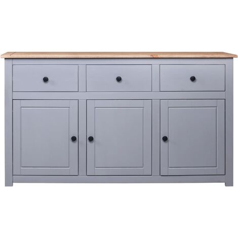 Credenza, Madia per salotto Grigia 135x40x80 cm in Legno Massello di Pino Panama vidaXL