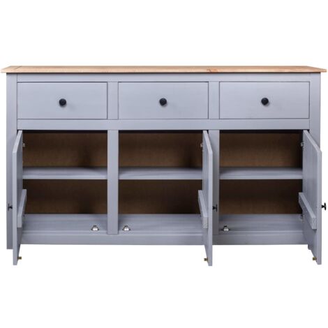 Credenza, Madia per salotto Grigia 135x40x80 cm in Legno Massello di Pino Panama vidaXL
