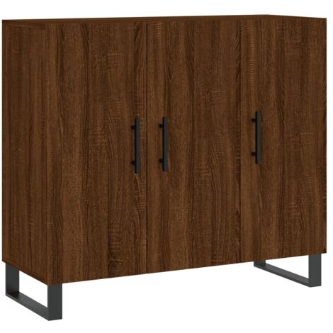 Credenza In Legno Multistrato Rovere Marrone - 100x35x80 Cm - Con Ante, Ampio Spazio, Piedini Regolabili - Per Soggiorno, Ingresso, Camera