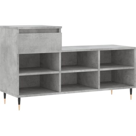 Scarpiera In Legno Multistrato Grigio Cemento - 59x35x100 Cm, Con Ante - Organizer Per Scarpe