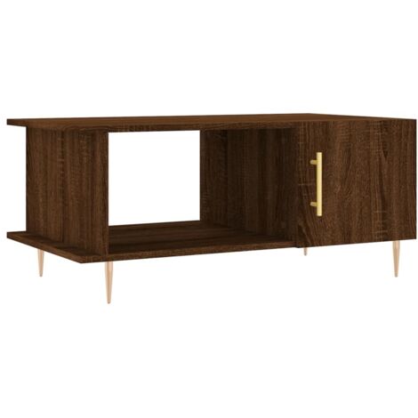 VidaXL Tavolino Salotto Rovere Marrone | 60x50x40 Cm | Legno Multistrato E Gambe Metallo | Con Vano Portariviste