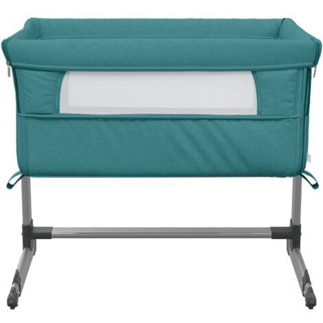 Lettino per Bambini con Materasso Verde in Tessuto di Lino vidaXL 26706