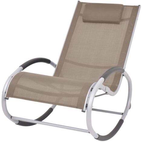 Sdraio Dondolino Da Giardino In Metallo E Tessuto Textilene Marrone - Basculante, Cm 101x63x85, Made In Italy