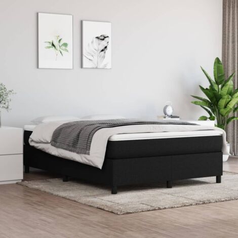 Letto matrimoniale，Letto per adulti，Giroletto a Molle Nero 140x190 cm in Tessuto CFW495002 (1/5)