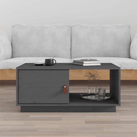 Tavolino da Salotto,Tavolino da Caffè,Tavolino da Soggiorno Grigio 80x50x35,5 cm Legno Massello di Pino CFW76703 (1/5)