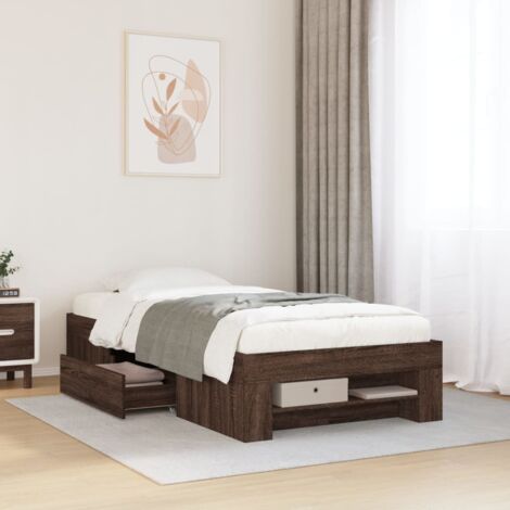 vidaXL Giroletto senza Materasso Rovere Sonoma 100x200cm in Truciolato vidaXL Giroletto senza Materasso Rovere Sonoma 100x200cm in Truciolato
