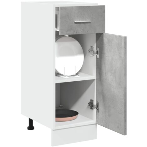 Armadio Cucina Inferiore Grigio Cemento - 60x46x81.5 Cm Legno Multistrato Con 2 Ripiani - Foto 2