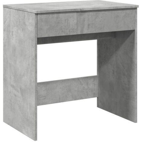Toeletta Con Specchio VidaXL In Legno Multistrato - 96x39x142 Cm, Grigio Cemento, Con 2 Cassetti E Ripiani - Foto 8