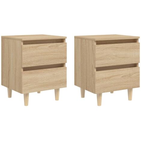 Set 2 Comodini da Camera da Letto,Tavolini da notte,Armadietto Cassettiera Cameretta con Gambe Legno di Pino Rovere Sonoma 40x35x50 cm FVVBE112532 BonneVie (1/5)