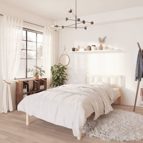 Letto adulto,Giroletto,Letto singolo,Struttura del letto in Legno Massello di Pino 90x200 cm DGVS4944088 BonneVie (1/5)