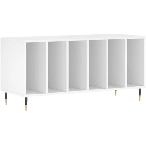 Mobile Porta Dischi Bianco，Mobili TV，Armadio da soggiorno 100x38x48 cm in Legno Multistrato CNWI267710 BonneVie