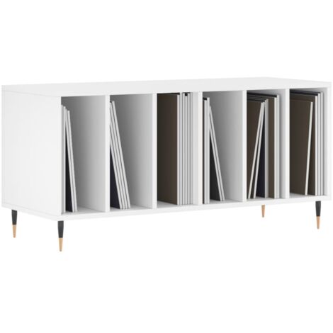 Mobile Porta Dischi Bianco，Mobili TV，Armadio da soggiorno 100x38x48 cm in Legno Multistrato CNWI267710 BonneVie